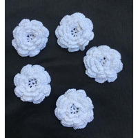 Sync White Crochet Patch Patches For Blouse 5 Cm Lace And Patches White Colour Floral Clothes 5 Pieces Dress Gowns Jackets Badges Kids Bags Dress Decoration Craft Sew Crochet Patches Multiple Layers