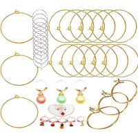 Diy Crafts 70 Pcs, Nikal, Wine Glass Charm Rings Open Earring Beading Hoop Party Favor For Beading & Jewellery-Making Silver/Gold/Nicel/Mehandi Plated (70 Pcs, Nikal)