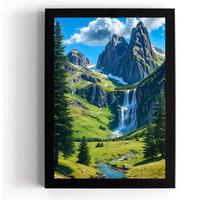 Divaframes Mountain Painting Vastu With Wooden Black Frame  10X14 Inch Vastu Wall Art For Home Decor & Positive Energy, Mountain Pictures For Wall, Vastu Items For Home Decoration