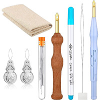Elephantboat 17 Pieces Fullset Punch Needle Embroidery Starter Kits,Rug Punch Needle Tool,Threader Fabric Embroidery Hoop,Yarn Punch Needle For Beginner