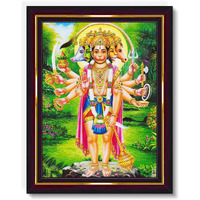 Pavan Photo Laminations Panchmukhi Hanuman For Door Entrance Vastu Wall Painting Framed Home Decor (Wood,Matte,Brown,Small Size,6 X 8 Inch) B784S