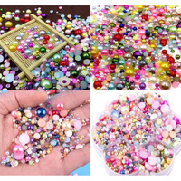 Diy Crafts 100 Pcs, Mix Sizes, Mixed Colours Sizes Half Pearl Bead Flat Back Plastic Beads For Diy Craft, Nail, Decor, Scrapbooking Diy Decor Ho(100 Pcs, Mix Sizes)