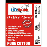 Skyhawk Cotton Canvas Painting Pad (10 Sheets)(14 X 18 Inches)