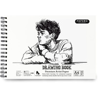 Papero A4 Sketch/Drawing Book  140 Gsm, 100 Pages/50 Sheets, Metal Wire-O Bound  Perfect For Professional Artists, Architects, Kids, And Adults (21.0 X 29.7 Cm) (Lost In Art)