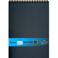 Imprint A4 Black Scrapbook, Sketch Book With Thick Sheets, Spiral Bound, 35 Sheets, Pack Of 1