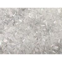 Omx, Crystal Pipe/Bugle Beads/Glass Seed Beads (6Mm X 2Mm) (200 Grams) Standard Quality, For Jewellery Making, Beading, Arts And Crafts And Embroidery. (Silver Rainbow)