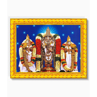 Pavan Photo Laminations Balaji Kalyanam Kalyana Venkateswara Swamy Wall Painting Framed Home Decor (Wood,Matte,Gold,Big Size,10 X 12 Inch) R556M