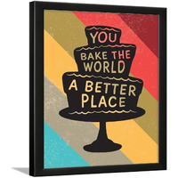 Chaka Chaundh - Dining Wall Frame - Family Eats Together Quotes - Quotes Frame For Dining, Area, Room & Hall - (14 X 11 Inches) (You Bake The World)