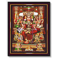 Pavan Photo Laminations Lalitha Devi For Pooja Tripura Sundari Mata Wall Painting Framed Home Decor (Wood,Matte,Brown,Small Size,6 X 8 Inch) B189S