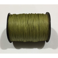 Omx Olive Green Colour Waxed Cotton Braided Cord Wax Polished Macrame Beading Artisan String 100 Mtr Spool (1Pc, 1 Mm)