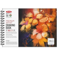 Anupam A5 Premium Artist Drawing Book Acid-Free Ph Natural Optimal Shade Paper Cartridge Paper 140Gsm Wireo Lay-Flat Design Book For Marker Colored Pencil Charcoal Pastel (40 Sheet, 80 Pages)
