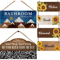 Chaka Chaundh - Bathroom Etiquette And Rules Framed Posters With Quotes (Set Of 3 Wood Botanical Plaques)