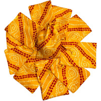 Krisah Pack Of 50 Pcs Potli Gift Pouches Bags, Small Size,18 Cm X 12 Cm, Bandhej Print, Yellow