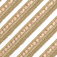 Embroiderymaterial Zari Trim Laces & Borders Material With Shiny Sequence & Gotta Patti, Border Lace For Saree Border, Kurta, Dupatta, Blouse, Gown, Lehenga (Rose Gold, 18 Meters, 2 Cm Wide)