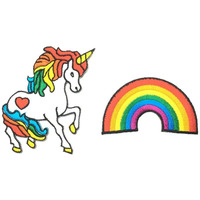 Sync Unicorn Rainbow Patches For Clothes Jeans Jackets Patch Biker Badges For Bags Kids Baby Shower Love Animal Dresses Decoration Craft Sew Stitich On Clothes Paste On Fabric Diy