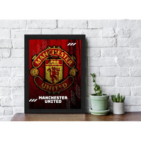 Interio Crafts Manchester United Football Sports Poster(Frame Included,13X10 Inch, Black)