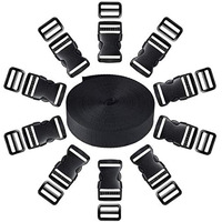 Diy Crafts Design # No 2, Pack Of 10 Pcs, Quick Release Buckle Set & Tri-Glide Adjustment Clips With 11 Meter Black Webbing Ribbon W (Design # No 2, Pack Of 10 Pcs)