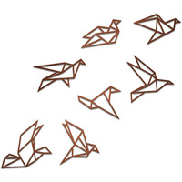 Elk Wooden Bird Wall Decor Set Of 7 - Handmade Rustic Wood Birds For Home And Kitchen Decoration