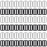 Diy Crafts 1" Inch Metal & Plastic Tri-Glides Rectangle Adjustable Webbing Slider (Metal 30+30 Nylon 30, Pack Of 60 Pcs)
