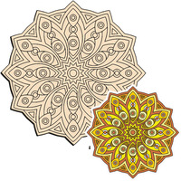 Pd Craftozone Premarked Madala Round Circle Mdf Pine Wood 8 Inch Mdf Boards For Art And Craft - 2.5Mm Unfinished Round Wood Slices For Resin Art, Mandala Art,Pyrography, Painting (8, 1)