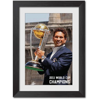 Tenorarts Sachin Tendular Poster Frame Worldcup Cricket Photo Framed Painting With Matt Finish Black Texture (12 Inches X 9Inches)