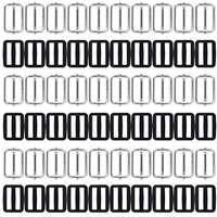 Diy Crafts 1" Inch Metal & Plastic Tri-Glides Rectangle Adjustable Webbing Slider (60X Metal 30+30 Nylon 30 , Pack Of 60 Pcs)