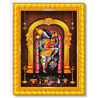 Pavan Photo Laminations Varaha Swamy Lakshmi Devi Lord Varah Varahar Wall Painting Framed Home Decor (Wood,Matte,Gold,Small Size,6 X 8 Inch) R569S