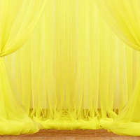 1Iam 4Pcs Yellow Decoration Net Curtains - Large Size, Stitched With Ribbon, Nylon Made, Reusable, Soft, Wrinkled Free, 8.5X5Ft Each, Backdrop Net For Birthday, Anniversary Party Decoration