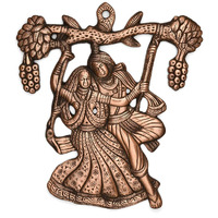 Collectible India Radha Krishna On Jhula Metal Wall Hanging Sculpture Hindu God Radha Krishn Idol Swinging Home Decorative Showpiece Arts
