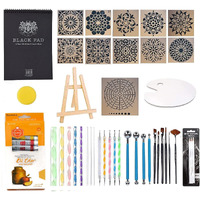 Artbee Mandala Dotting Tools Painting Kit - Rock Dot Paint Stencils Tool Set With Palette Easel Canvas Painting Brush Pencil For Nail Stone Mandala Arts Drawing Home Dcor Activity