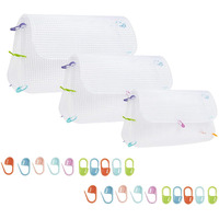Maycreate 3Pcs Mesh Clear Plastic Canvas Sheets With 100 Clips Crossbody Diy Sewing Bag Form Cross Stitch Plastic Plate For Diy Crafts, Acrylic Yarn Crafting Knit Crochet Projects, Modern, White