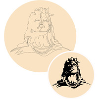 Pd Craftozone Premarked Adiyogi Shiva Round Circle Mdf Pine Wood 12 Inch Mdf Boards For Art And Craft - 2.5Mm Unfinished Round Wood Slices For Resin Art, Mandala Art,Pyrography, Painting