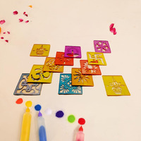 Craftvatika Rangoli Stencil Set Of 12, Diwali Decoration Items, Rangoli Making Tools Kit Stencils For Floor Decorations, Reusebale Rangoli Stencils (10.5 Cm Square)