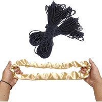 Dvabeautyshop Round Elastic Cord For Making Scrunchies, 1.5 To 2.0 Mm Width (Black, 50 Meter)