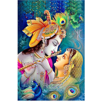 Dharvika Innovations Radha Krishna Poster Big Size Sparkle Coated Self Adhesive Waterproof Painting Vinyl Poster Without Frame (24 X 36 Inch)