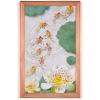 Home Elements Koi Fish And Lotus Wall Art Painting With Rose Gold Frame, Abstract Esthetic Decorative Framed Wall Hanging Painting For Living Room Bedroom Office Hotel Housewarming Gift Wall Decor - 30X50Cm