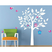 Ghar Kraft Designer Attractive Love Birds With Tree & Nest Wall Sticker For Wall/Bedroom/Livingroom/Hall (98 Cms X 124 Cms)
