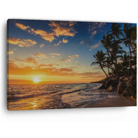Truecanvas Beach Sunrise Punta Cana, Wooden Framed Canvas Paintings For Home Decor | Bedroom, Living Room,Wall Decoration | Wall Art Painting, Ct0619, Size 16 X 24 In