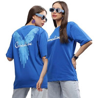 Kyda Women's 100% Pure Cotton Oversized Drop Shoulder Premium Front & Back Printed T-Shirt