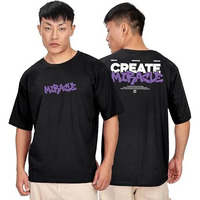 Kyda Men's Oversized 100% Cotton Round Neck Front And Back Printed Tshirt (Pack Of 1) Black