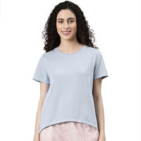 Enamor Women's Solid Relaxed Fit T-Shirt (E305_Blue Fog L)