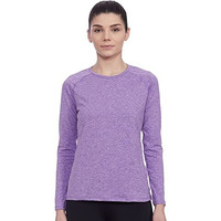 Enamor Athleisure Women's Synthetic Long Sleeves Scoop Neck Slim Fit Quick Dry 4 Way Stretch Antimicrobial Active Tee With Reflective Graphic- E189(E189-Orchid Glaz Melange-M)