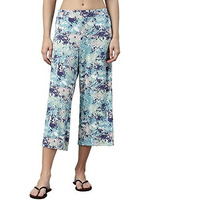Enamor Essentials Women's Slim Fit Mid Rise Crop Length Soft & Drapey Stretch Viscose Culottes With Smart Side Slits - Ea64(Ea64-Bali Pixel Aop-S)