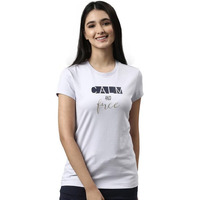 Enamor Essentials Short Sleeve Round Neck Slim Fit Stretch Cotton Tshirt For Womens-E147 (E147_Lilac Iris/Calm Graphic_S)