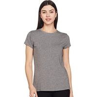 Enamor Women's Plain Slim Fit T-Shirt (E047_Medium Grey Melange L)