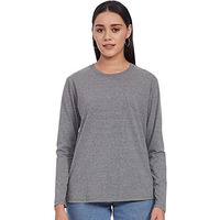 Enamor Essentials E057 Slim Fit Cotton Long Sleeve Crew Neck Tee For Women(E057-Mediumgrey Melange-Xl)