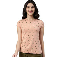 Enamor Women's Fruits Slim T-Shirt (E247_Walnut Avocado Aop S)