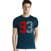 Adro Men's 93 Number Printed Cotton T-Shirt (Steel Blue;Medium)