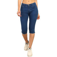 Nifty Women's Denim Stretchable Slim Fit Capris (Cpri_Pln_Bta_28_Bata_28)