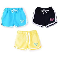 Kyda Kids Girls Cotton Plain Regular Fit Shorts - (Pack Of 3)